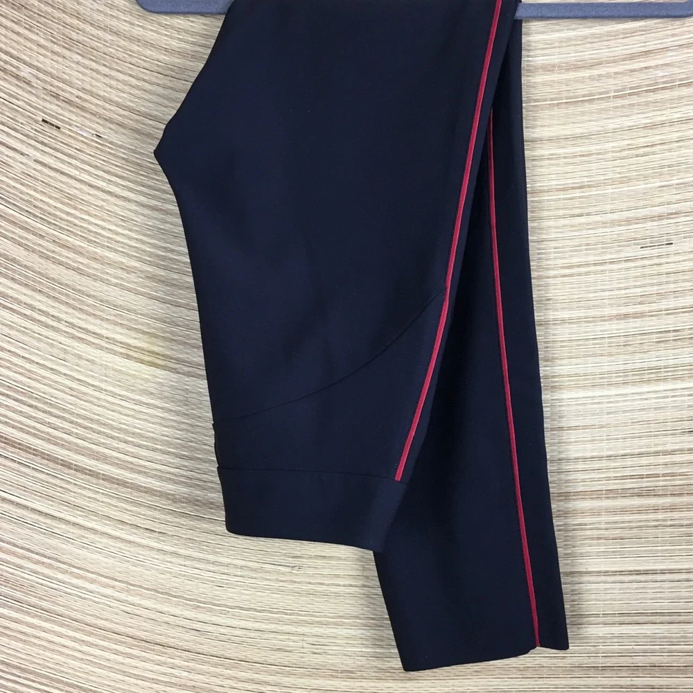Athleta Black Slim Track Pants with Red Side Stripe